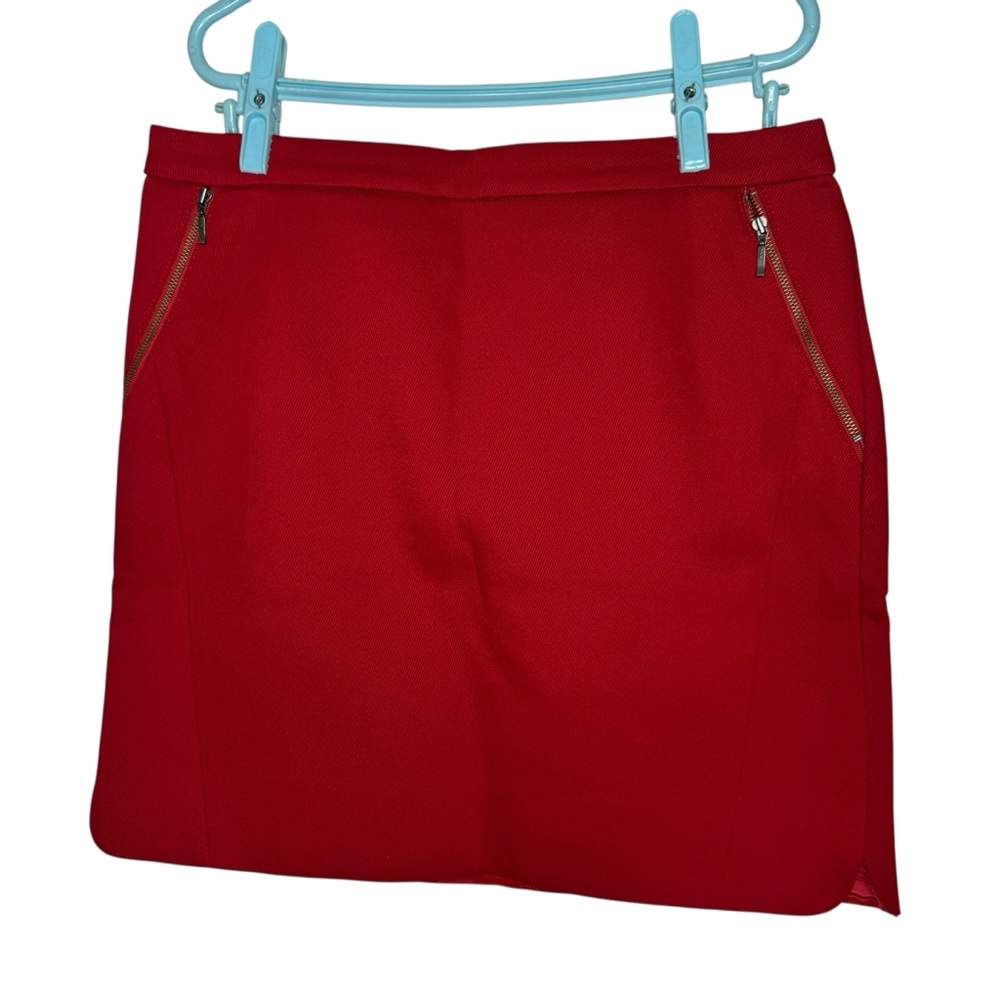 Vintage Christmas Red Mini Skirt with Zipper Detail by Brooks Brothers